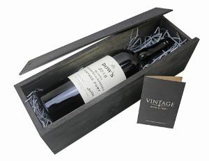 Single Bottle Black Wooden Box with Sliding Lid