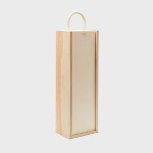 Single Magnum Bottle Natural Wooden Box with Sliding Lid	